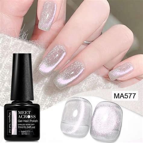 MEET ACROSS 7ml Cat S Eye UV LED Gel Nail Polish Jelly Nude Magnetic
