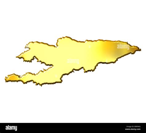 Kyrgyzstan 3d Golden Map Isolated In White Stock Photo Alamy