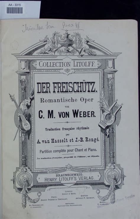 Der Freischütz Romantische Oper AA 3315 Weber C M von eBay