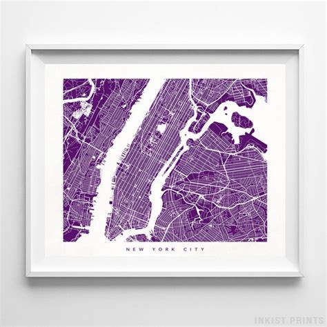 New York City Map New York Print Manhattan Poster New York Etsy