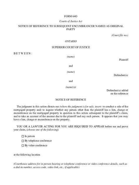 Fillable Online Ontariocourtforms On Rcp E 64o 0920 Doc FORM 64O