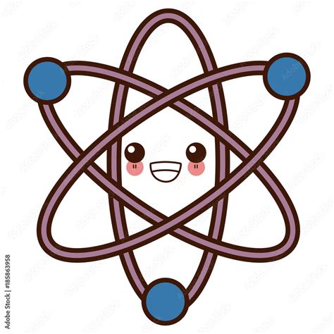 Atom science symbol cute kawaii cartoon vector illustration Stock ...