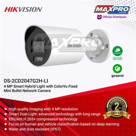 Jual DS-2CD2047G2H-LI - HIKVISION IP CAMERA 4MP HYBRID COLORVU BULLET ...