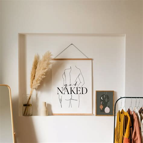 Get Naked Wall Art Sign Get Naked Poster Line Drawing Print Etsy