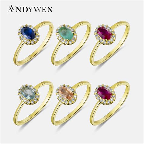 ANDYWEN 100 925 Sterling Silver Gold Anillo Roseton Aguamarina Blue