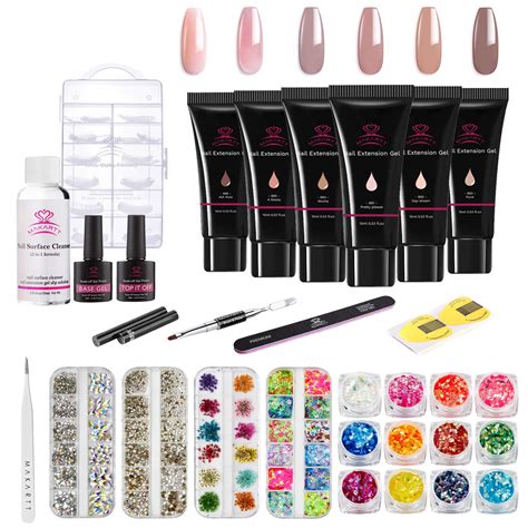 Amazon Makartt Nude Poly Nail Extension Gel 15ML With Nail Decorations Kit Bundle Beauty