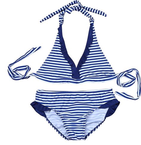 YiZYiF Traje de 2 Piezas Conjunto Bikinis Rayados para Niñas Bañador Bikini de Play Verano Ropa