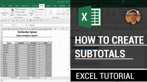 Excel Tutorial Using The Subtotals Feature Youtube