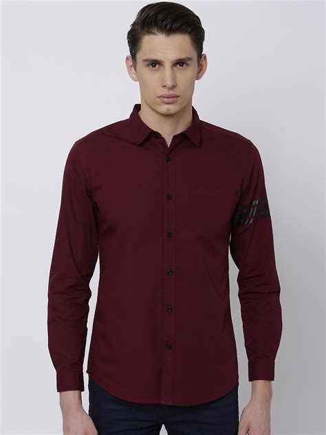 Buy Highlander Men Maroon Slim Fit Solid Casual Shirt Shirts For Men