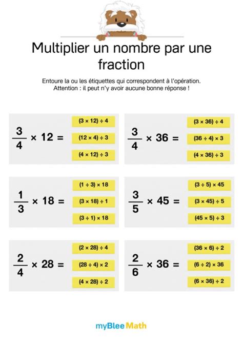 Multiplier un nombre par une fraction 10 Associer un calcul à un