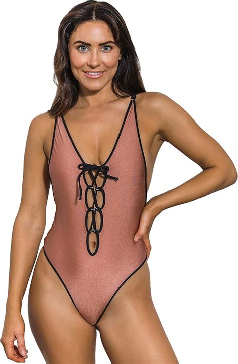 Wicked Weasel Serendipity One Piece Bikini Bottom Rose Gold Black