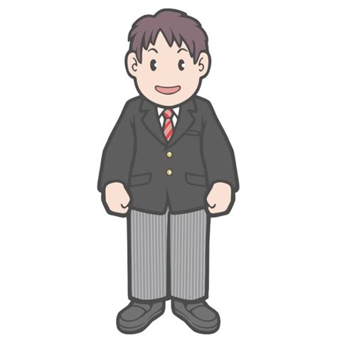 学生服を着た男の子 黒のブレザー 正面向き 無料イラスト素材｜素材ラボ