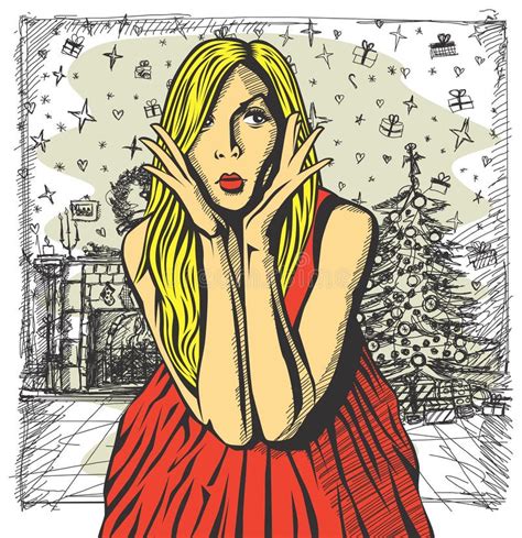 Vector Surprised Blonde In Pink Dress Stock Vector Illustration Of Body Legs