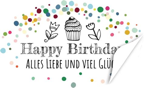 20 x ovale Etiketten Happy Birthday viel Glück Format ca 8 x 5 cm