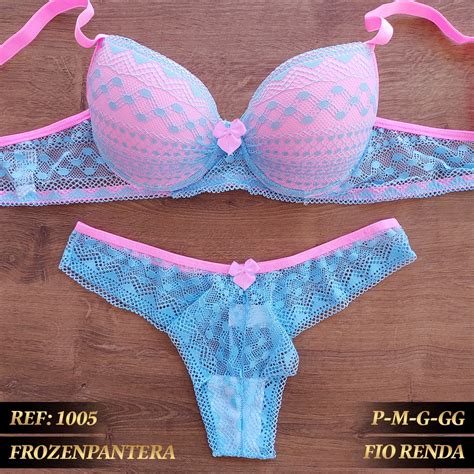 Conjunto Lingerie Blogueirinha Calcinha e Sutiã Todo Rendado Clube Della Lingerie Shopee
