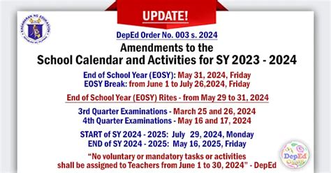 Adjusted School Calendar 2024 Deped