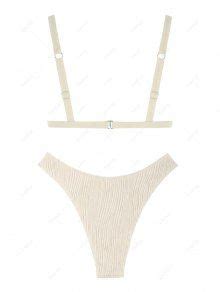 Zaful Textured High Cut Bikini Swimwear In Light Coffee Zaful