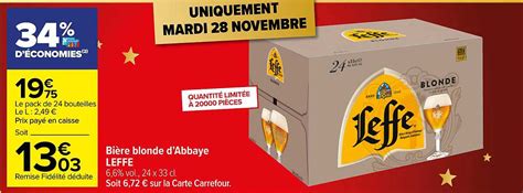 Promo Bi Re Blonde D Abbaye Leffe Chez Carrefour Icatalogue Fr
