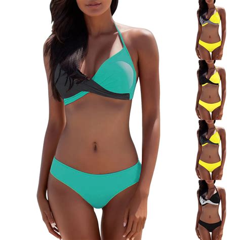 Sexy Solid Bikini Women V Neck Swimwear Push Up Womens Swimsuit Bra Bathing Suit Swimwears