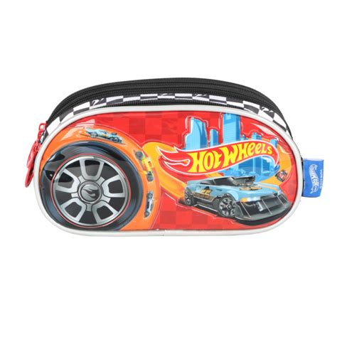 Estojo Escolar Triplo Hot Wheels 3 Zíper Orig Design Luxcel Shopee