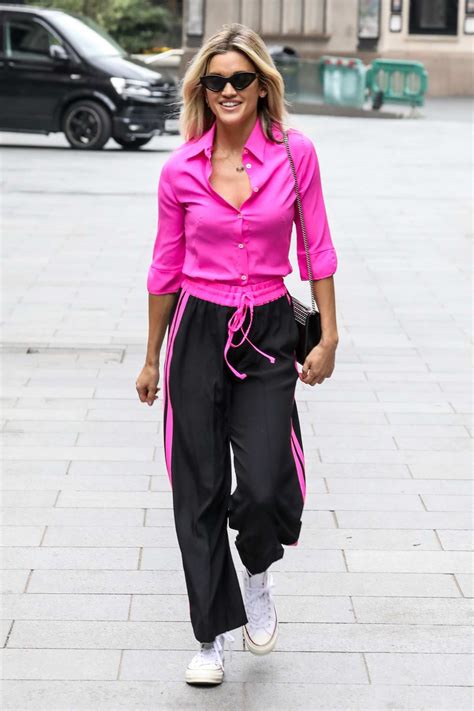 Ashley Roberts Looks Striking In Hot Pink As She Leaves The Global Radio Studios In London Uk