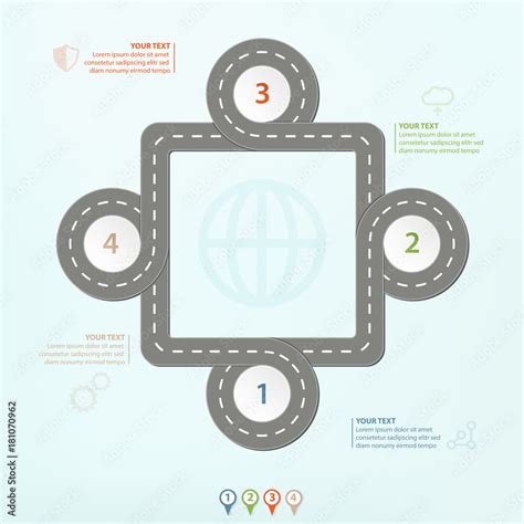 road map flat design vector illustration infographic elements showing