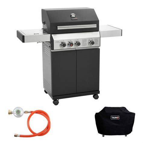 Taino Gasgrill Black 3 1 Gasgrill Mit Abdeckhaube Und Gasdruckminderer