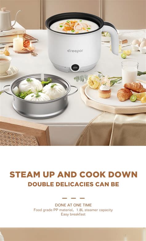 Dreepor Mini Rice Cooker With Steamer Small Non Stick Hot Pot Multil Electric Cooker 1 8L 2L 3L