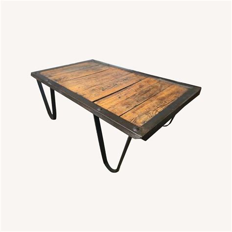 Reclaimed Wood & Metal Coffee Table - AptDeco