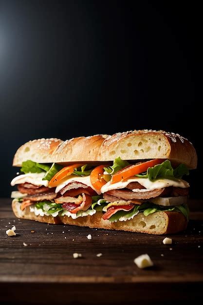 Premium Ai Image A Bagel Sandwich With Meat Cheese And Tomato