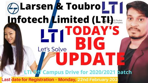 Lti Recruitment Big Update From Lti Off Campus Drive Larsen