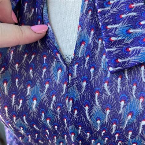 Vintage 80s Peacock Pussy Boy Neckline Long Sleeve Depop