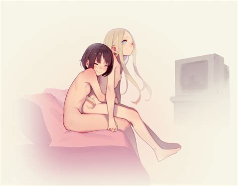 Muk Monsieur Girls Blonde Hair Blue Eyes Blush Breasts Brown Hair Closed Mouth