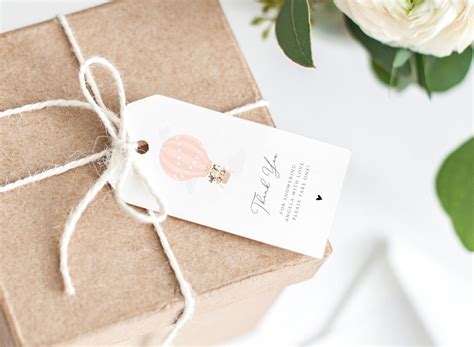Hot Air Balloon Baby Shower Favor Tag Gift Tag Template Girl Baby Shower Favour Tag Masked