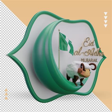 3d Eid Al Adha Bandera De Nigeria Renderizado Vista Izquierda Archivo