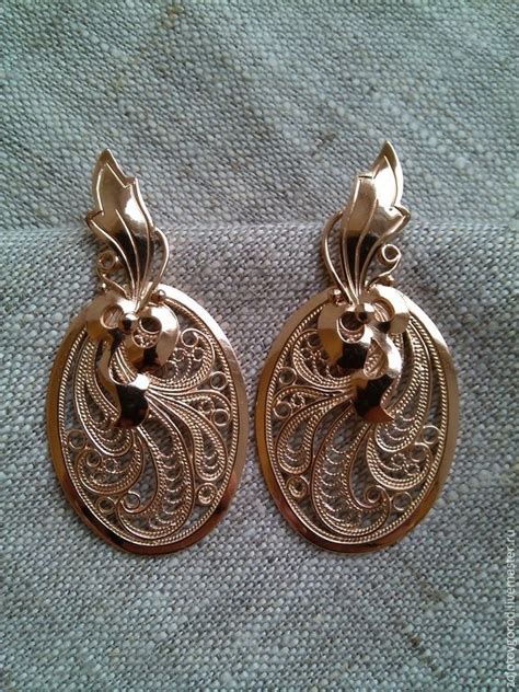 Золотые серьги "Золотая осень" – заказать на Ярмарке Мастеров – 6LONBRU ...