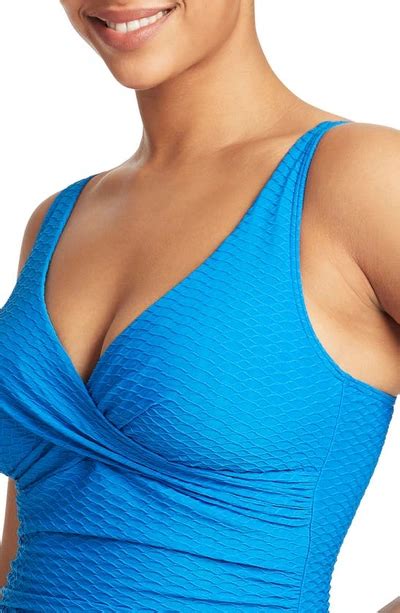 Sea Level Cross Front Multifit Tankini Top In Capri Modesens