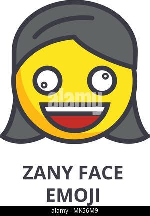 Zany Face Emoji Line Icon Concept Zany Face Emoji Flat Vector Symbol