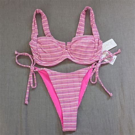 L Space Swim Lspace Camellia Lennox Electric Pique Stripe Pink