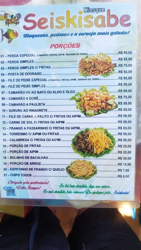 Carta Del Restaurante Quiosque Seisksabe Guarapari