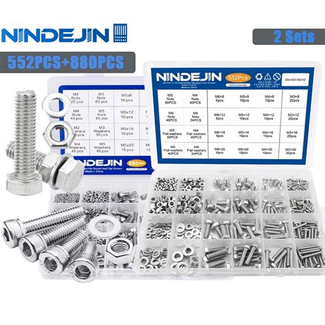 Nindejin Pcs External Hexagon Bolt Set M M Stainless Steel Pcs