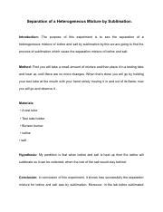 course 5- lab report Separation of a Heterogeneous Mixture by ...