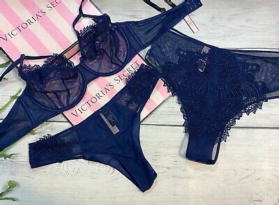 Victorias Secret Luxe Lingerie Unlined Dragon Lace Bra Piece Set Mesh Blue Ebay
