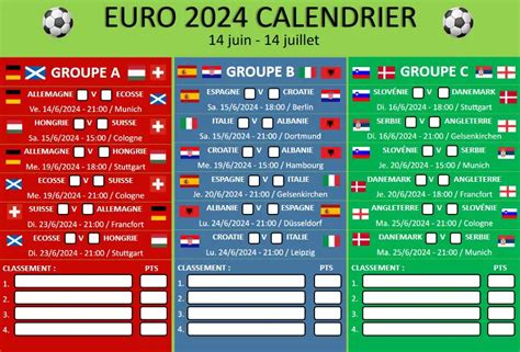 Calendrier de l Euro 2024 à Compléter pour les élèves du cycle 2 CP