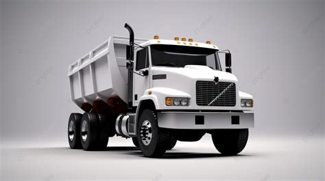 3d Rendering Of A White Dump Truck Background Big Car Yellow Car Car