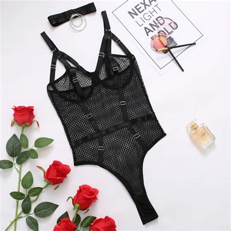 Ellolace Sexy Bodysuit Women Transparent Lace Underwear Porn Erotic