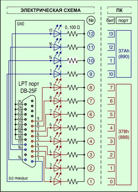 LPT порт и 12 светодиодов