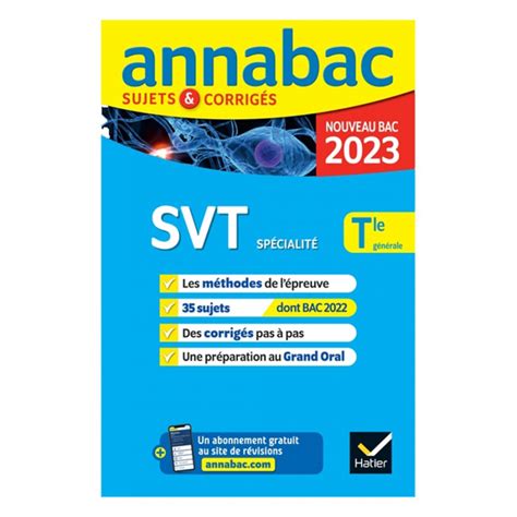 Annales du bac Annabac 2023 SVT Tle générale spécialité méthodes