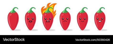 Cartoon Cute And Funny Red Hot Chili Pepper Vector Image