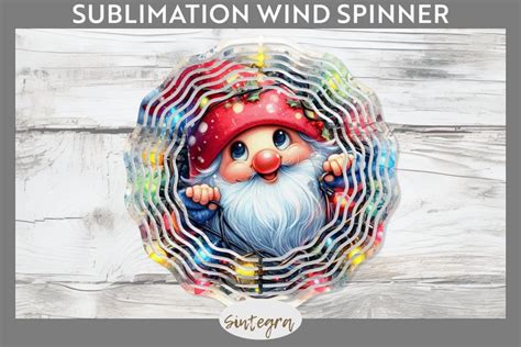 Christmas Gnome V6 Entangled In Lights Wind Spinner PNG